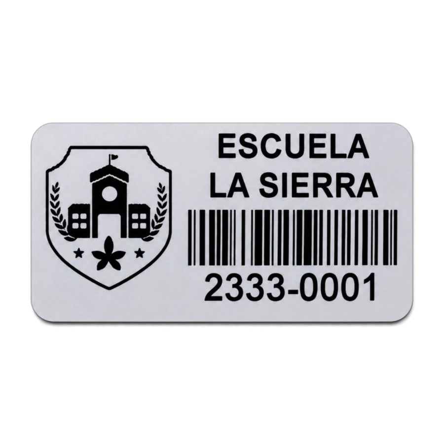 Etiqueta de seguridad VOID antes de ser adherida a un activo