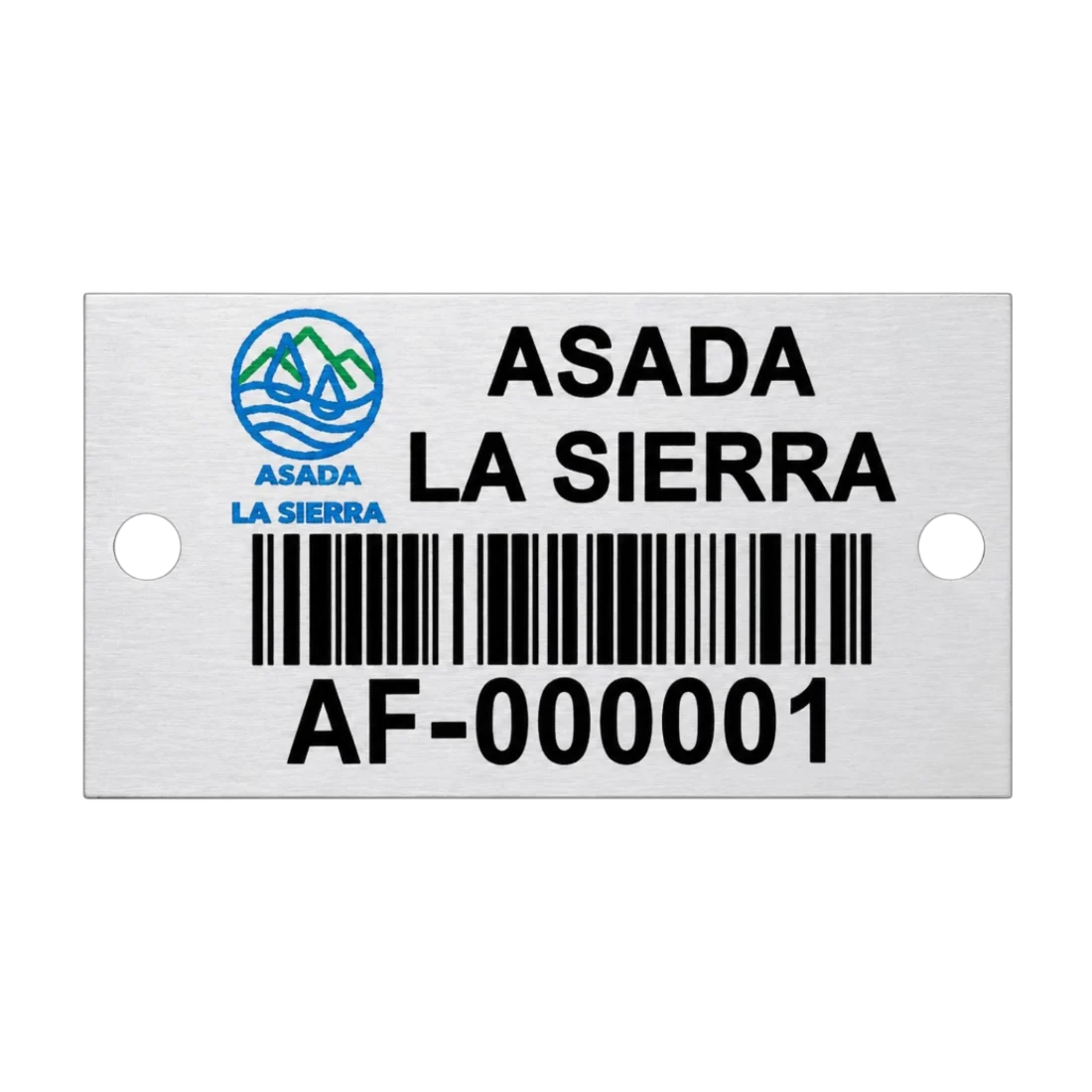 Placa de aluminio con orificios para remaches montada en un activo